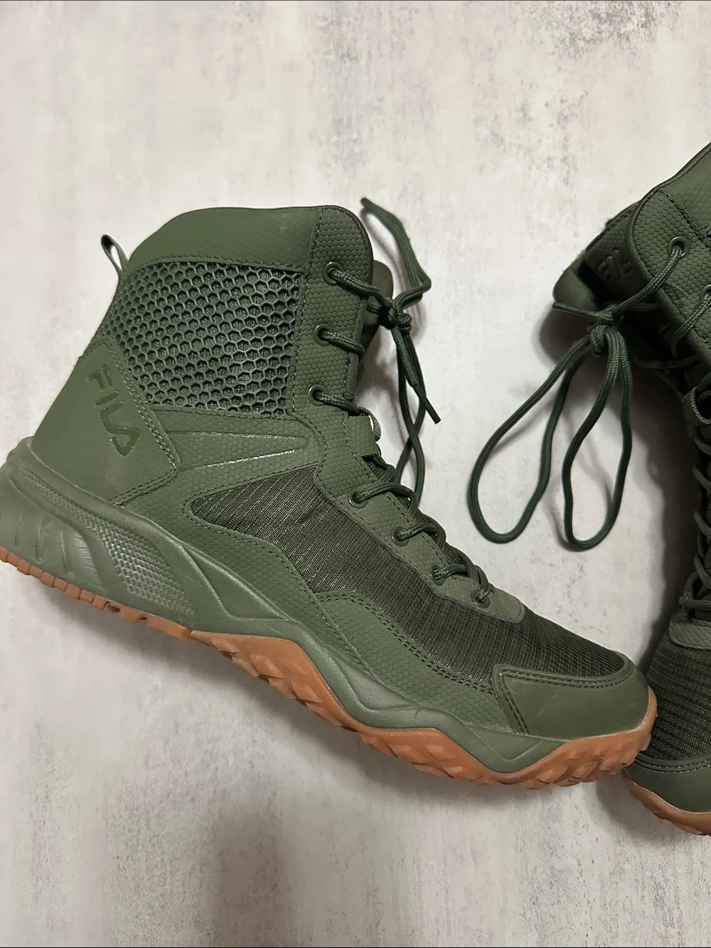 Fila Men's Olive Green Military-Style High-Top Boots